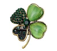 Broche de solapa con trébol de hojas, broche de con incrustaciones, botones de vacaciones de la suerte, joyería, accesorios para día de Patricio, broches de para mujeres