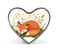 Broche de solapa/corbata con forma de corazón de zorro durmiente, lindo accesorio para ropa, sombreros, para hombres, mujeres y parejas.