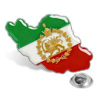 Broche de solapa de acero inoxidable con diseño de mapa de Irán, diseño de león y sol de Irán, joyería persa iraní vintage, One Size, Acero inoxidable, Sin piedra preciosa