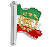 Broche de solapa de acero inoxidable con diseño de mapa de Irán, diseño de león y sol de Irán, joyería persa iraní vintage, One Size, Acero inoxidable, Sin piedra preciosa