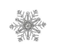 Broche de solapa de aleación de copo de nieve con diamantes de imitación brillantes para invierno, para abrigo, bolsa o bufanda, elegante broche de copo de nieve para abrigo, talla única, como se