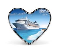 Broche de solapa de crucero costero de 1 pulgada con forma de corazón de metal, ligero, con bordes lisos, versátil, ideal para camisas, chaquetas, bolsos, regalos para amigos y familiares.