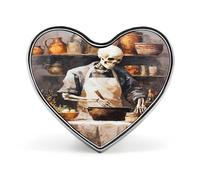 Broche de solapa de metal con diseño de esqueleto cocinando en la cocina, corazón y amor, para ropa, bolsos y sombreros de hombres y mujeres.