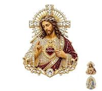 Broche de solapa del corazón sagrado de Jesús, pin de solapa católico, corazón sagrado y virgen María, regalo inspirador para bautismo en la iglesia, 1pcs, Acero aleado, Ágata