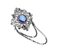 Broche de solapa for hombre, cadena, 1 pieza, estilo retro, vintage, con borla de diamantes de imitación y insignia, accesorios de joyería.(Silver Blue)