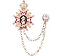Broche de solapa for hombre, insignia de metal, cadena con borlas for mujer, corona for traje, broches de cuello retro, accesorios, 1 pieza(Silver)