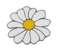 Broche de Solapa Forma de Margarita Esmaltado Blanco para Mujer