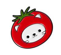 Broche de solapa juguetón de fresa, plátano, tomate, gatito, encantador, diseño de animales y frutas, accesorio de moda, ramillete de gatito, talla única, como se describe