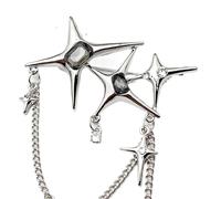Broche de solapa para hombre, 3 piezas, broche de estrella de cuatro puntas, cadena de metal, cinco estrellas, temperamento simple, exquisito, insignia, abrigo, accesorios de traje