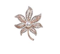 Broche de solapa para mujer, corona de perlas grandes, hojas caídas, accesorios para ropa, Piedra Vidrio Piedra Esmaltado cristal, zirconia cúbica Ágata Obsidiana
