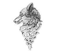 Broche de solapa retro de lobo europeo para hombre y mujer, accesorio de traje, talla única, como se describe
