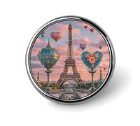 Broche de solapa romántico de la Torre Eiffel de París, exquisitos broches de moda personalizados, novedosos y únicos y bonitos pines de botón redondos de metal para mochila, bolsos, chaqueta
