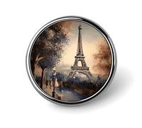 Broche de solapa romántico de la Torre Eiffel de París, exquisitos broches de moda personalizados, novedosos y únicos y bonitos pines de botón redondos de metal para mochila, bolsos, chaqueta