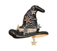 Broche de sombrero de mago, insignia vintage con estrella y diamantes de imitación para disfraz de Halloween, accesorios de disfraz vintage, One Size, como se describe
