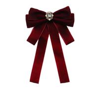 Broche de terciopelo para mujer, con diamantes de imitación, perlas, corbatín, para uniforme de estudiante, camisa, collar de jabot, lazo preatado, corbata con lazo preatado, Velvet black four le