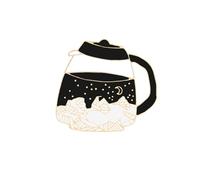 Broche de tetera para cafetera, naturaleza, montaña, luna, estrella, esmaltado, decoración creativa, bolsa de solapa, insignia, regalo de joyería para mujeres y hombres, conveniente y agradable