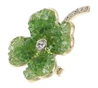 Broche de Trébol Vintage Cierre Seguro de Vidrio y Cobre Verde Degradado | Diseño Degradado en Verde, Accesorio Adecuado para Estación Cálida, para Fulares y Sombreros, Estilo Irlandés