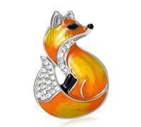 Broche de zorro brillante, accesorio ideal para vestidos, abrigos y cajas de regalo, broche de aceite de gota, zorros, aguja de animales, Einheitsgröße, como se describe