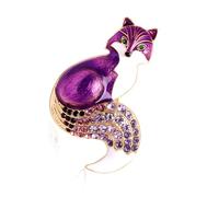 Broche de zorro con diamantes de imitación para banquetes y bodas Animal Solapa Pin decorativo Mochila y chaqueta