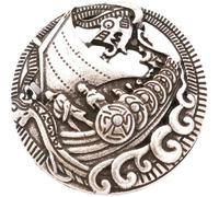 Broche Decorativo Barco Vikingo de Aleación de Zinc Plata Vintage