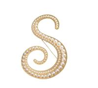 Broche decorativo, broche con inicial de perla de cristal, esmalte chapado en oro, broche con letras coloridas del alfabeto, joyería para REGALOS. (S)