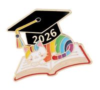 Broche decorativo de aleación de Zn para solapas de graduación con tema 2026, ideal para vestidos, chaquetas y mochilas, gorra, libro, cofre, One Size, como se describe