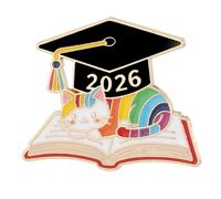 Broche decorativo de aleación de Zn para solapas de graduación con tema 2026, ideal para vestidos, chaquetas y mochilas, gorra, libro, cofre, One Size, como se describe
