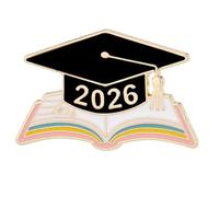 Broche decorativo de aleación de Zn para solapas de graduación con tema 2026, ideal para vestidos, chaquetas y mochilas, gorra, libro, cofre, One Size, como se describe