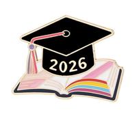 Broche decorativo de aleación de Zn para solapas de graduación con tema 2026, ideal para vestidos, chaquetas y mochilas, gorra, libro, cofre, One Size, como se describe