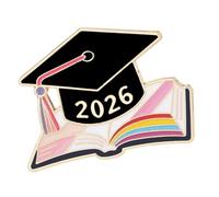 Broche decorativo de aleación de Zn para solapas de graduación con tema 2026, ideal para vestidos, chaquetas y mochilas, gorra, libro, cofre, One Size, como se describe