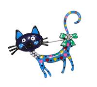 Broche decorativo de animales con diseño de gato de dibujos animados, detalle de puntos brillantes para ropa de solapa, suéteres, abrigos y bolsos Pin de solapa decorativo Joyería de animales