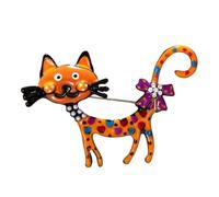 Broche decorativo de animales con diseño de gato de dibujos animados, detalle de puntos brillantes para ropa de solapa, suéteres, abrigos y bolsos Pin de solapa decorativo Joyería de animales