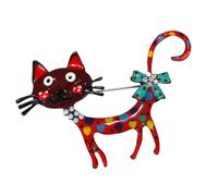 Broche decorativo de animales con diseño de gato de dibujos animados, detalle de puntos brillantes para ropa de solapa, suéteres, abrigos y bolsos Pin de solapa decorativo Joyería de animales