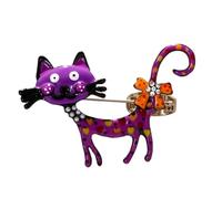 Broche decorativo de animales con diseño de gato de dibujos animados, detalle de puntos brillantes para ropa de solapa, suéteres, abrigos y bolsos Pin de solapa decorativo Joyería de animales
