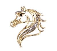 Broche decorativo de cabeza de caballo brillante, materiales de aleación de alta calidad, detalles de cristal, versátil para ocasiones diarias, fiestas, elegante joyería de caballo, talla única, como