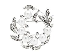 Broche deslumbrante para mujer, alfileres de perlas, flores redondas para mujeres y hombres
