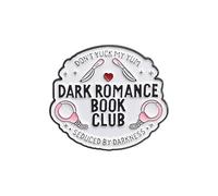 Broche Dorado Broche redondo con texto en inglés del club de lectura Dark Romance, accesorio de ropa, insignia de metal (White, 3.5x3.1CM)