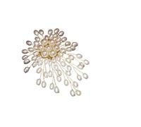 Broche elegante con forma de flor de perla for mujer y niña, broche decorativo de moda. para vestidos, bufandas(Color1)