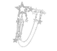 Broche en forma de estrella pulida multipropósito con diamantes de imitación elegantes y detalles de cadena móvil DETALLADO diario., talla única, como se describe