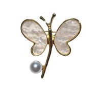Broche en forma de mariposa con delicadas perlas, diseño moderno de gotas de agua, materiales de aleación estéticos, accesorio de moda, elegante broche de aleación, talla única, como se describe