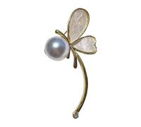 Broche en forma de mariposa con delicadas perlas, diseño moderno de gotas de agua, materiales de aleación estéticos, accesorio de moda, elegante broche de aleación, talla única, como se describe