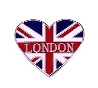 Broche esmaltado con corazón de Londres británico con la bandera nacional británica para ropa, bolsos, sombreros, decoración, joyería, regalo, Metal