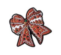 Broche esmaltado con diseño de galleta de jengibre para temporada navideña, diseño de gatito con lazo, joyería de Navidad, para adultos y niños, talla única, como se describe