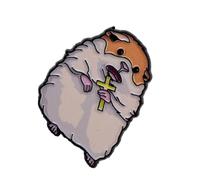 Broche esmaltado con diseño de hámster hecho a mano, accesorio distintivo para trajes de moda y uso diario, joyería única de fe, talla única, como se describe