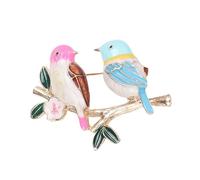Broche esmaltado con soporte de pájaro en rama, accesorio elegante para cumpleaños, Navidad, amigo, versátil, joyería de moda coreana, talla única, como se describe
