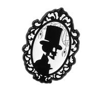 Broche esmaltado con temática de Halloween, pin de solapa con silueta de figuras elegantes, joyas góticas, regalo para adultos, cosplay, joyas de esqueleto negro, regalo, Einheitsgröße, como se