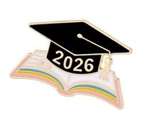 Broche esmaltado con temática del año 2026 que simboliza el conocimiento y el éxito para la ceremonia de graduación, pin de logro académico, One Size, Como se describe