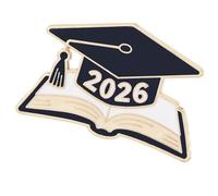 Broche esmaltado con temática del año 2026 que simboliza el conocimiento y el éxito para la ceremonia de graduación, pin de logro académico, One Size, Como se describe