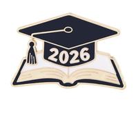 Broche esmaltado con temática del año 2026 que simboliza el conocimiento y el éxito para la ceremonia de graduación, pin de logro académico, One Size, como se describe