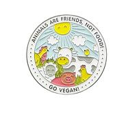 Broche esmaltado con texto en inglés "Animals are Friends not Food" para pérdida de peso vegetariana, pasatiempo vegetal, insignia encantadora para mochila, metal, sin piedras preciosas